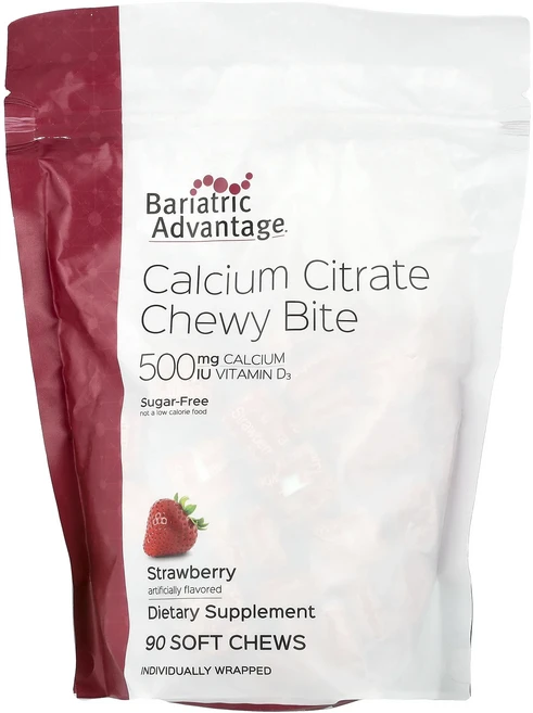 Bariatric Advantage 구연산 칼슘 츄이 바이트 설탕 무함유 딸기 맛 소프트 츄 90개, BariatricAdvantage구연산칼슘츄이바이트설탕 - 쿠팡