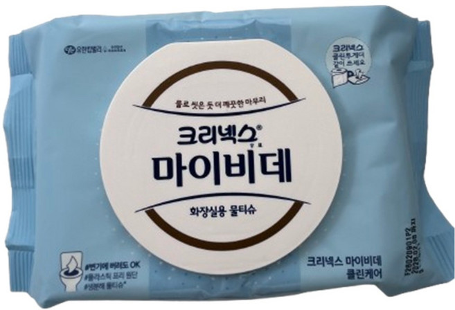 크리넥스 마이비데 화장실용 물티슈 캡형, 60매, 1개, 143g