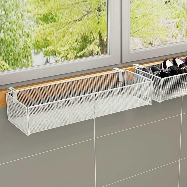 창문 창틀 선반 베란다 다용도 걸이 발코니, 화이트 긴 스타일