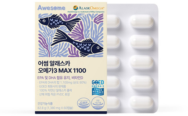 어썸 알래스카 오메가3 MAX 1100, 1박스, 60회분