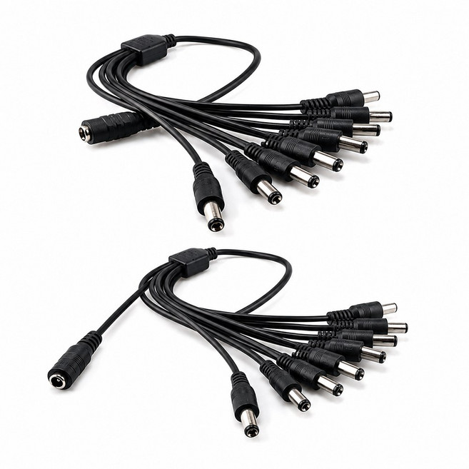 티놀지 DC전원 8분배 케이블 5.5x2.1mm CCTV LED 아답터 분배잭 연장케이블, 2개, T-DC-M8F-2