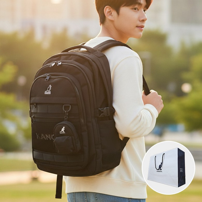 캉골 백팩 26년 신형 아이콘 퀀텀 중학생 고등학생 가방 백화점 책가방 + 캉골 쇼핑백