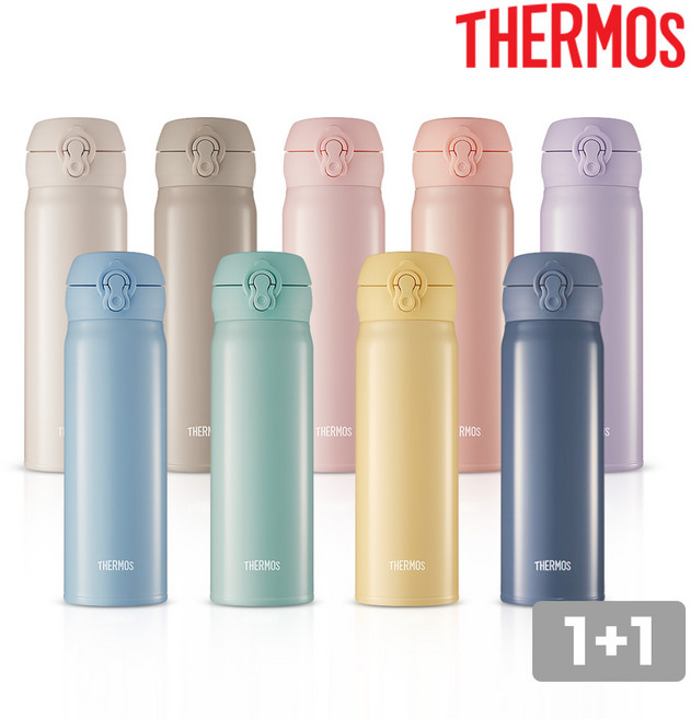 원쁠원 써모스 데일리 원터치 텀블러 JNL-504K / 보온보냉병, 1+1 JNL-504K BL+BL, 1+1, 500ml