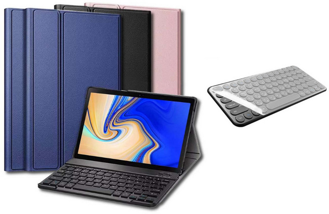 갤럭시탭S4 10.5 SM-T830N T835N 호환 블루투스 무선 키보드 케이스 북커버 케이스나라 삼성, 핑크골드