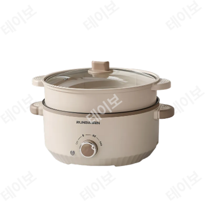 대용량 가정용 전기 냄비 다용도 조리 냄비 3L, 베이지, 3.0L, 베이지