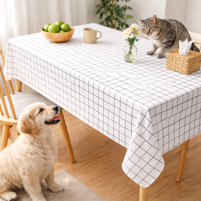 벨아로 완전방수 청소간편 방수 식탁 테이블보 (140*180), 1개, 140x180cm, 화이트