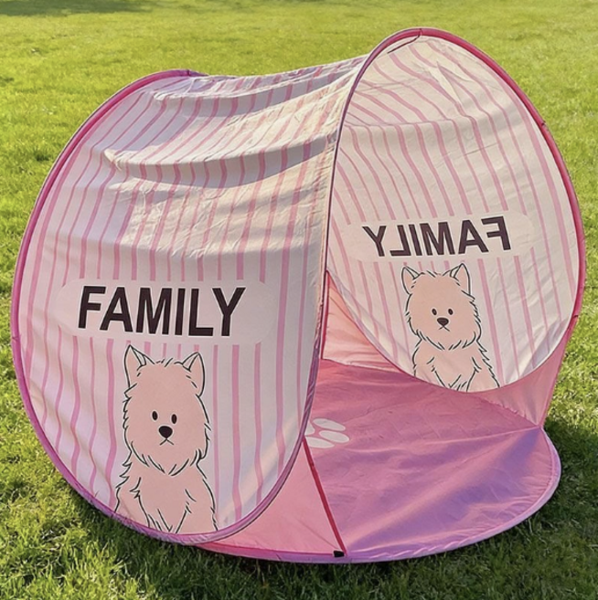 AWA 피크닉 원터치텐트 팝업 그늘막 자외선차단 방수, 3인용, 핑크 캐릭터