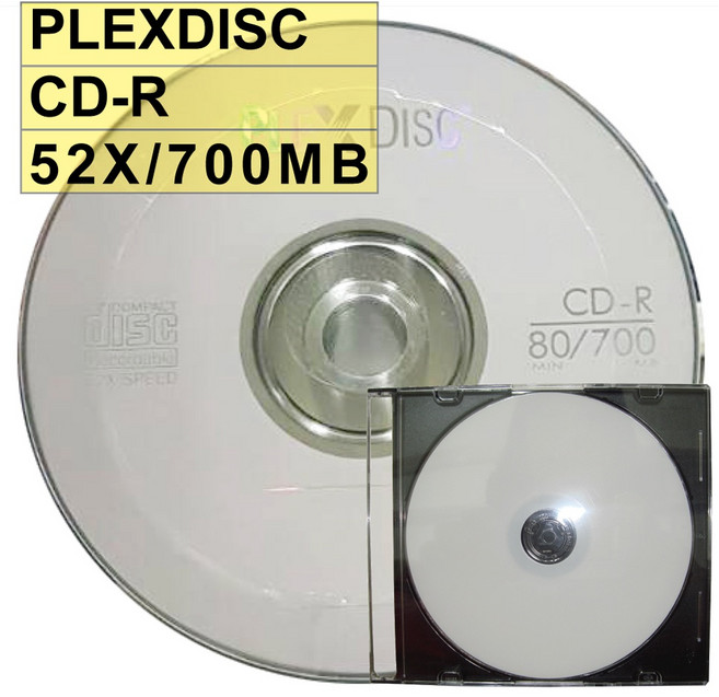 【台灣製造】PLEXDISC A級LOGO CD-R 52X 700MB空白光碟片/燒錄片, 1套, 單片盒裝