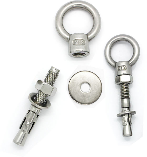 굿나잇몰 스텐 아이너트 웨지앙카 해먹 세트 콘크리트 앙카 볼트 규격 m8 m10 m12, 스텐아이너트&스텐웨지앙카 세트, M8세트(M8x65mm)-2EA, 1개