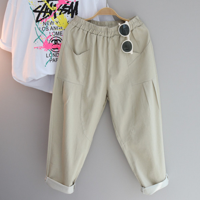 달콩 여성 빅사이즈 여름바지 항아리바지 밴딩 멀티스판배기팬츠