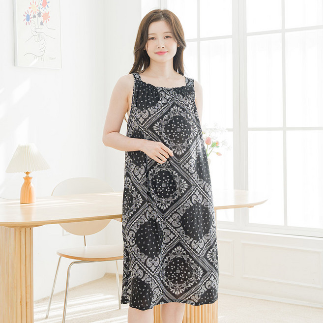 아킵 셔링 나시 원피스 냉감 여름 민소매 홈웨어 잠옷