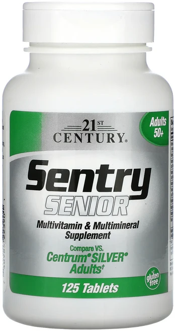 금방품절되요 21st Century Sentry Senior 종합비타민 및 종합미네랄 보충제 50세 이상 성인용 125정 얼른서두르세요, 21st Century Sentry Senior ..., 1개 - 쿠팡