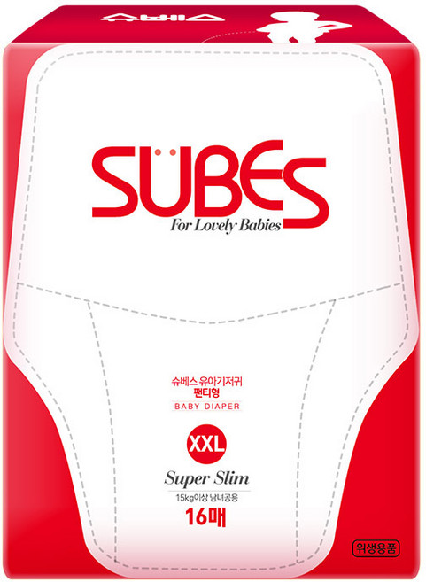 슈베스 슈퍼슬림 팬티형 기저귀 아동공용, 점보형(2XL), 16매