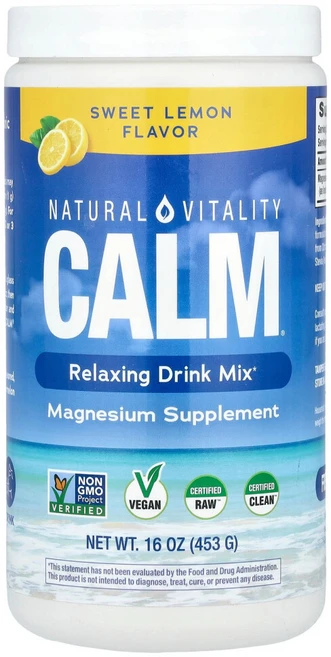 네츄럴바이탈리티 CALM 스트레스 방지 드링크 믹스 스위트 레몬 맛 453g(16oz), 1개, 453g - 쿠팡