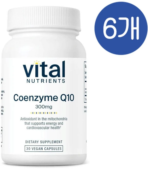 바이탈 뉴트리언츠 코엔자임 코큐텐 300mg 캡슐 Vital Nutrients CoEnzyme Q10, 6개, 30정 - 쿠팡