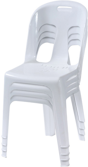 플라스틱의자 등받이의자 야외의자 행사 편의점 포장마차 간이용 보조 4개, 화이트