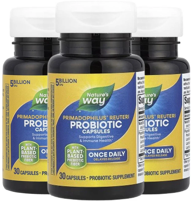 3통 네이처스웨이 프리마 도피러스 루테리 50억 CFU 프락토올리고당 블렌드 30캡슐, 3개, 30정 - 쿠팡