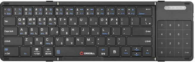 크로셀 C-Flip 하이브리드 터치 터치패드 접이식 블루투스 키보드 휴대용 태블릿, 다크 그레이, 제조사축