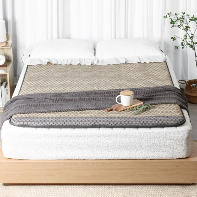 [노벨상수상 그래핀원단] 한일의료기 국산 고급형 전자파 없는 그래핀 탄소매트 두꺼운 카본 전기매트 부모님 선물 추천 25년형 샌드, 싱글 퀸(110x200)