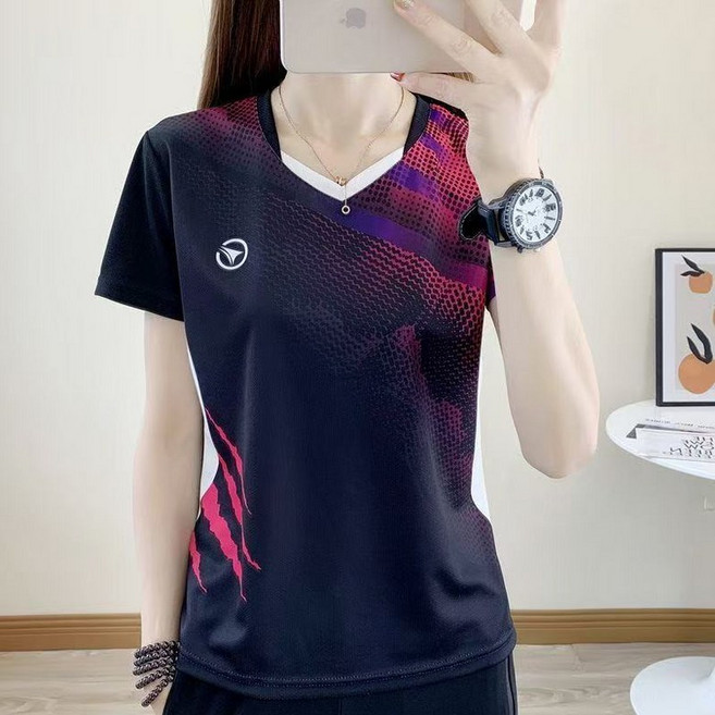 여성탁구복 상의 스포츠웨어 반팔 배드민턴 팀복 단체 JoYouth