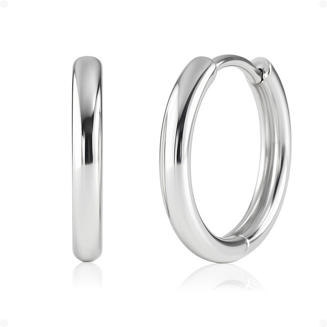 ARIN [MINI] 실버925 볼드 심플 데일리 원터치 귀걸이 (5 size) AOD015