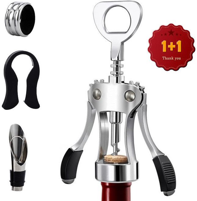 1+1 고급 와인따개 와인오프너 세트 와인마개 호일커터 와인흘림방지 세트, 고급와인따게세트, 2세트