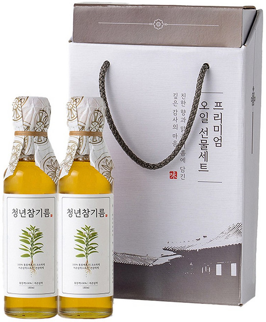 전라도청년 저온압착 청년참기름 180ml+180ml 명절선물세트, 180ml, 2개
