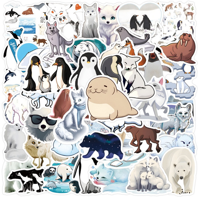 해양동물 스티커 모음 바다동물 리무버블스티커, 1개, 북극동물스티커