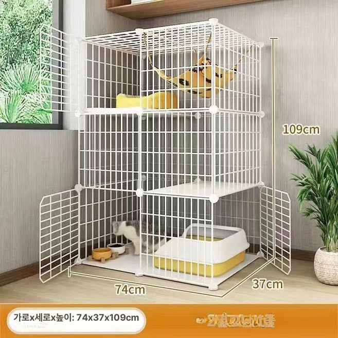 대형 고양이 집 실내용 하우스 화장실 일체형, 1개, 보강형 2열 3칸 3문