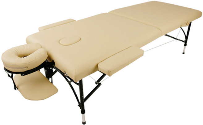 세븐뷰티 접이식 경량 알루미늄 침대(홀형), 아이보리(:20635.)