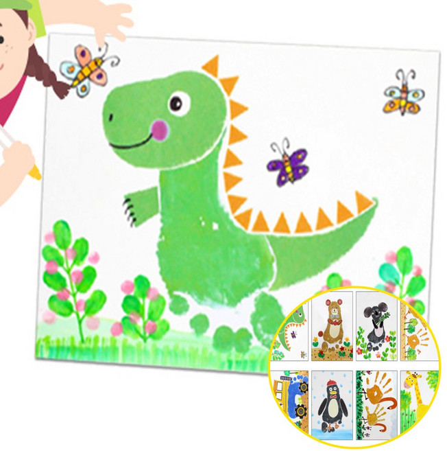 발도장액자 손 발 도장 키트 어린이집 유치원 그림 물감, 플라밍고