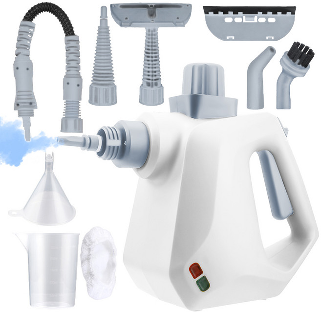 Voltmate 다용도 고온 고압 핸디 스팀청소기 더 다양한 부속 고압 고온 분사 스팀 침대 소파 세척 청소기, 화이트