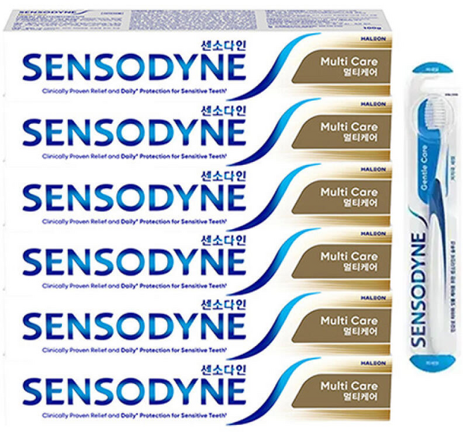 센소다인 시린이케어 치약 멀티케어 100g 6개+젠틀 칫솔 1입 1개