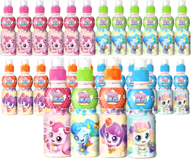캐치티니핑 어린이 음료 4종 200ml 6개씩 혼합(딸기/사과/복숭아/밀크)
