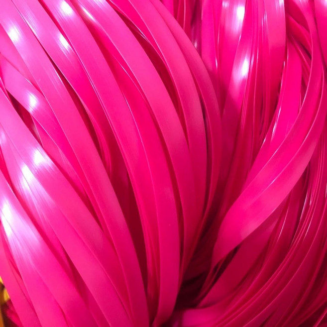 編織藤條環保仿藤手工材料 寬8mm厚1mm 約85-90米/斤, 玫紅色扁線, 1個