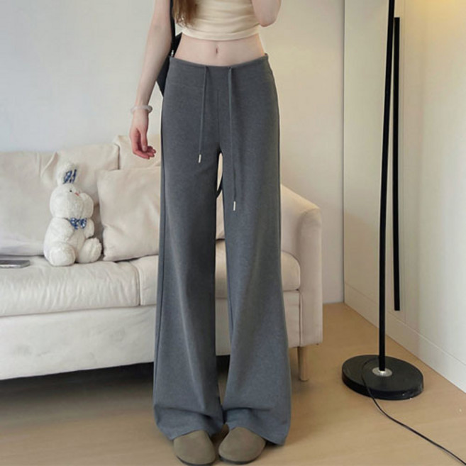 아닐라 여성 밴딩 와이드 팬츠 트레이닝 바지 슬림핏 플로우 버터팬츠