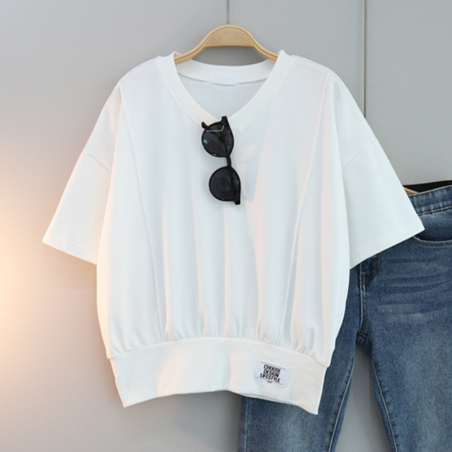 달콩 CHOO패치브이넥반팔맨투맨 반팔 데일리룩