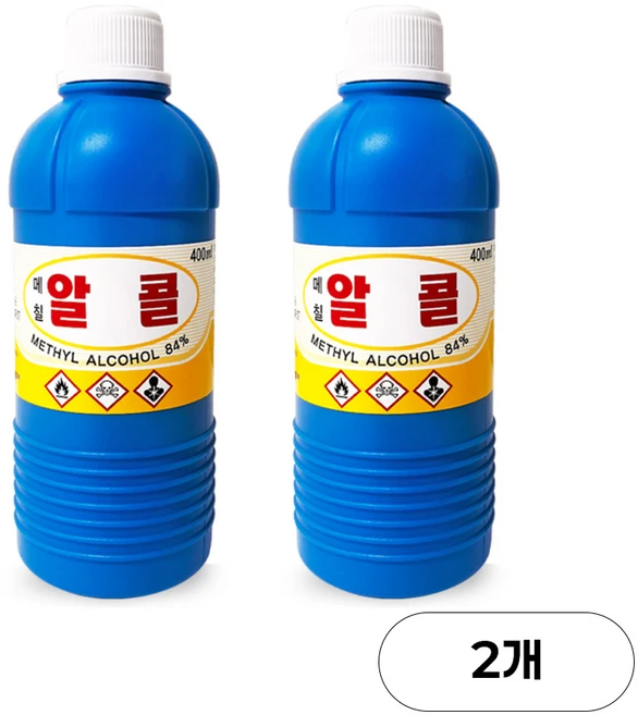 메탄올 메틸 메칠 공업용 알코올 알콜 피부소독 금지 400ml 2개 - 쿠팡