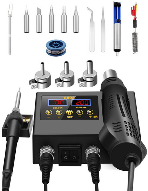 무선 열풍기 히팅건 핫건 열풍기히트건 8898 납땜 스테이션 휴대용 디지털 핫 에어 건 BGA 재작업 스테이션 송풍기 히트 건 제거 VS 8586D 8586, 1개