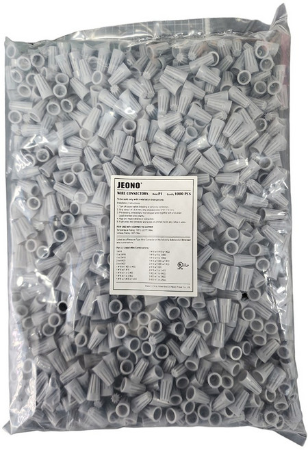 전오전기 와이어 커넥터 전선 연결 단자 회전형 콘넥타 스위치 콘센트 전등 전기용품 전기자재 P1 P2 P3 P4 P6 UL인증, P1 커넥터 회색 (1000개), 1개