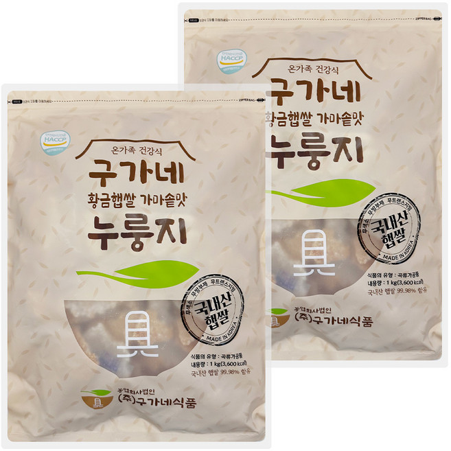 구가네식품 황금햅쌀 가마솥맛 누룽지 1kg, 2개