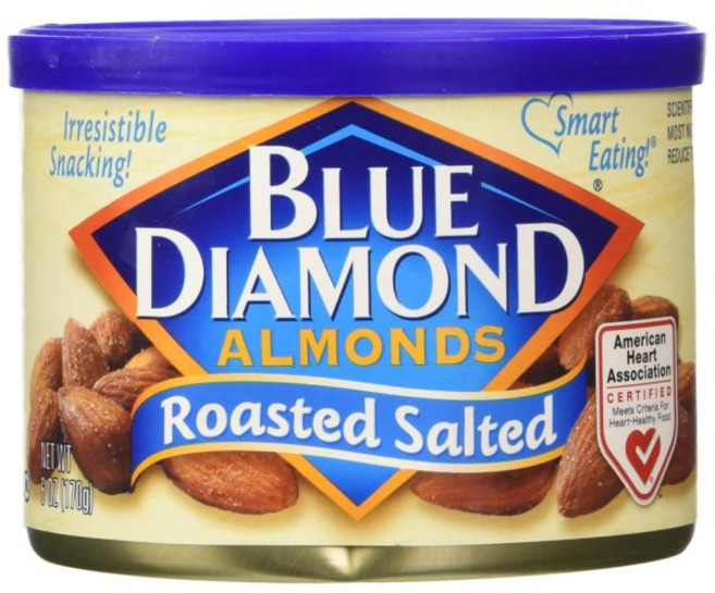 블루 다이아몬드 02970 6 Oz. 구운 소금에 절인 아몬드 견과류 (1팩), 170g, 1개