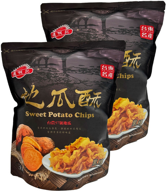 連城記 地瓜酥 黑糖口味 嚴選台東57號地瓜 酥脆口感層次 全素, 140g, 2包