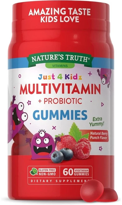 어린이 멀티 비타민 60구미 프로바이오틱스 C D3 아연 미국산 Probiotics, 프로바이오틱스 키즈 멀티 비타민  60구미, 1개, 60정 - 쿠팡