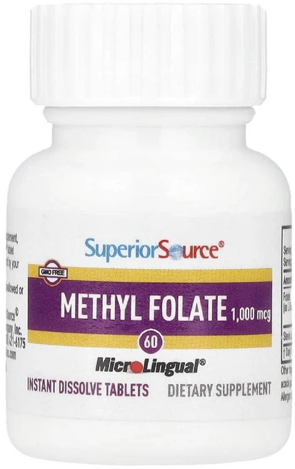 슈페리어소스 메틸엽산 폴레이트 1000mcg 60정 스테비아잎추출물 Folate, 1개 - 쿠팡