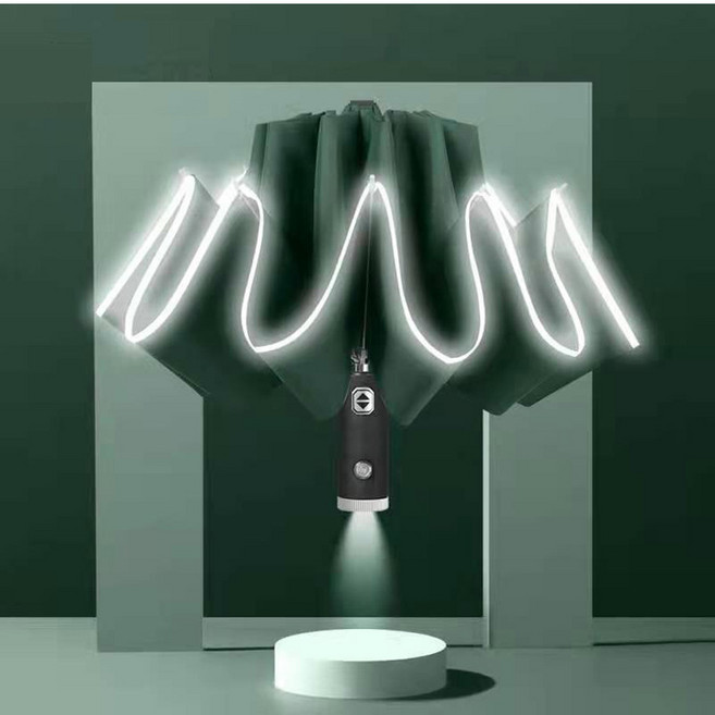 3단 자동 조명 거꾸로 우산 LED 투명 장우산 거꾸로 장우산 USB충전식 선풍기 우산