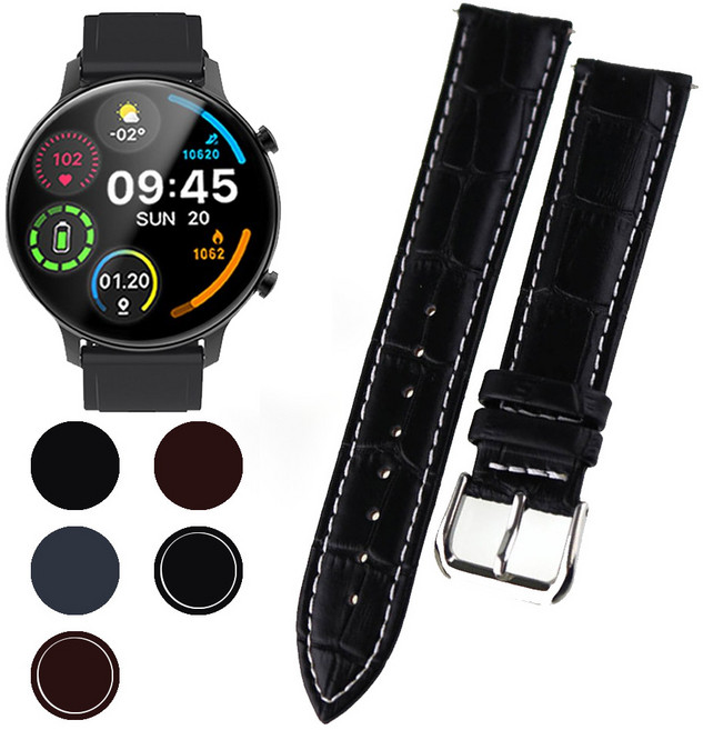 젤센 에어엑스워치5 젤센워치3 호환 스트랩 가죽 시계줄, 07.GE07A20BR 브라운 스티치