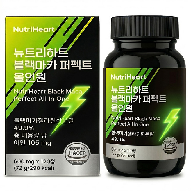 뉴트리하트 블랙마카 아르기닌 홍삼 흑마늘 야관문, 3개, 120정