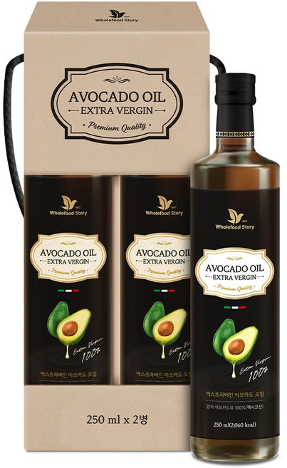 홀푸드스토리 멕시코산 최상급 HASS품종 100% 엑스트라버진 아보카도 오일 선물세트, 2개, 250ml