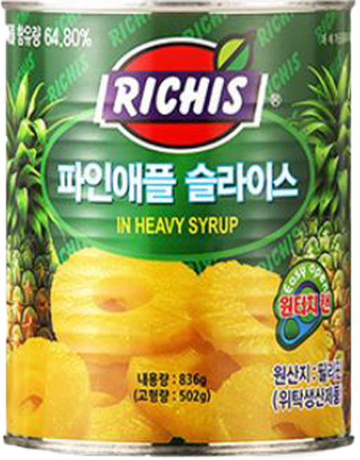 리치스 슬라이스 파인애플 통조림, 836g, 12개